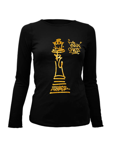 Think Chess Queen Piece LS Tee Gold
