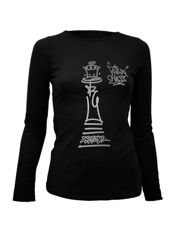Think Chess Queen Piece LS Tee Silver