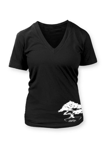 Bonsai Women's Black Vneck T-shirt