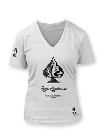 True Ace White Women's Vneck T-shirt