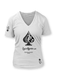 True Ace White Women's Vneck T-shirt