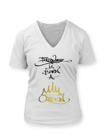 EWBQ White - Women's VNeck T-Shirt