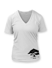 Bonsai Women's White Vneck T-shirt