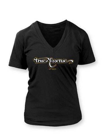 TE Banner Women's Black Vneck T-shirt