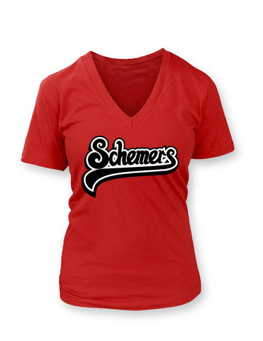 Schemers Red Women's Vneck T-shirt