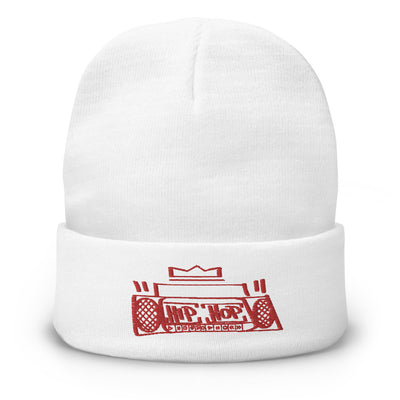 Hip Hop Boombox Beanie Red Stitch