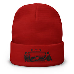 Hip Hop Boombox Beanie Black Stitch