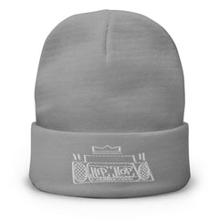 Hip Hop Boombox Beanie White Stitch